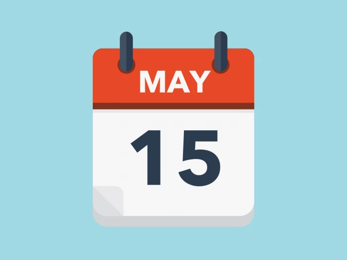 Calendar icon showing 15th May