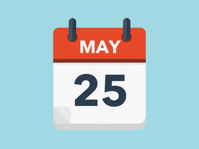 Calendar icon showing 25th May